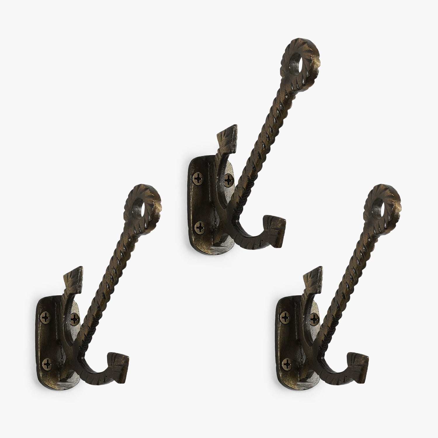 Nautical Cast Iron Anchor Double Wall Hook, Antique Silver 
