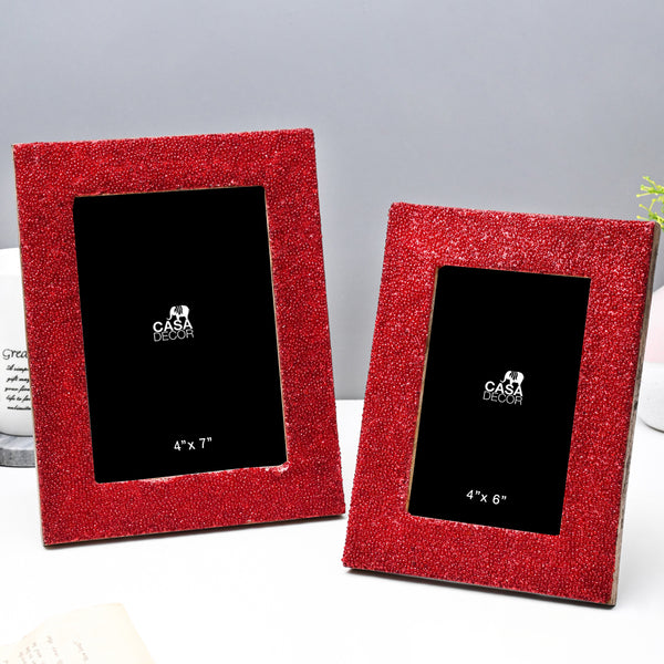 Red Velvet Beaded Photo Frames (Set of 2)