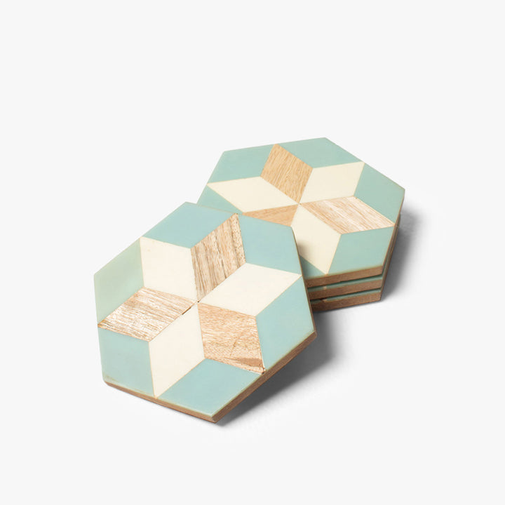 Colorful Marquetry Coaster Set (10x10x1 cm)