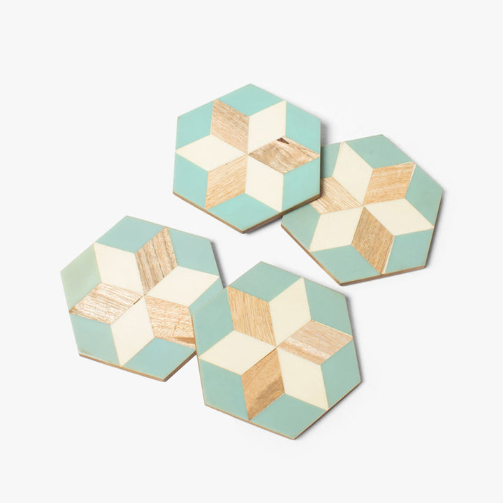 Colorful Marquetry Coaster Set (10x10x1 cm)