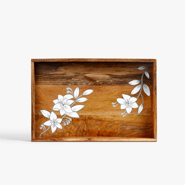 Vintage Style Floral Tray (46x30x5 cm)