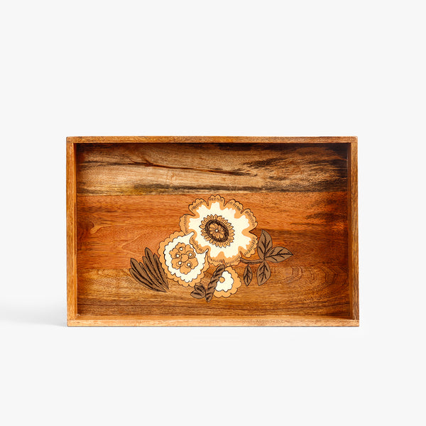 Daisy Flower Wooden Tray (46x30x5 cm)