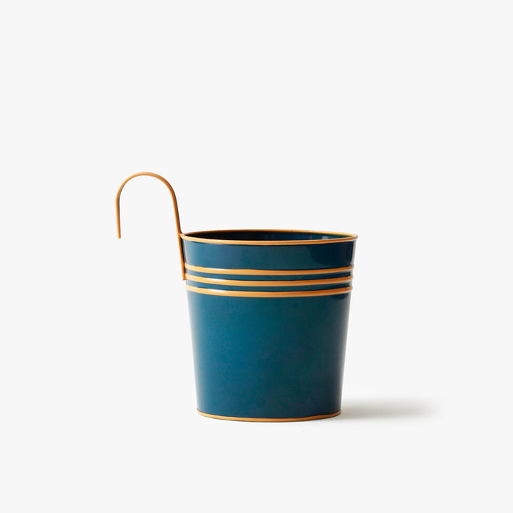 Blue Metal Planters Set Of - 2