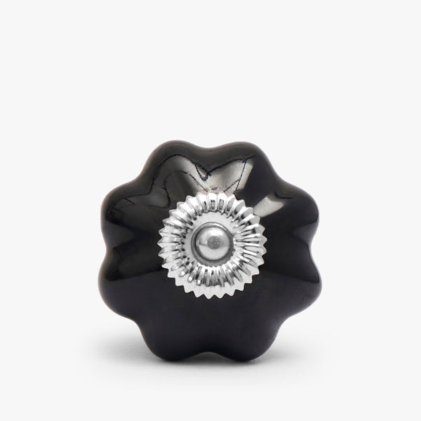 Black Floret Ceramic Knob