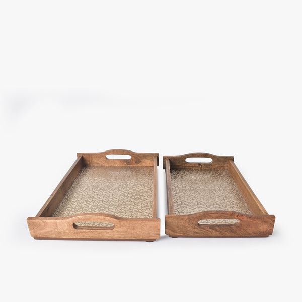 Artisan Carved Patterns Wooden Serving Trays